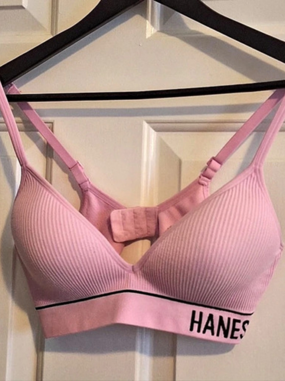 Hanes Originals Ribbed Seamless Contour Bra Pink Medium